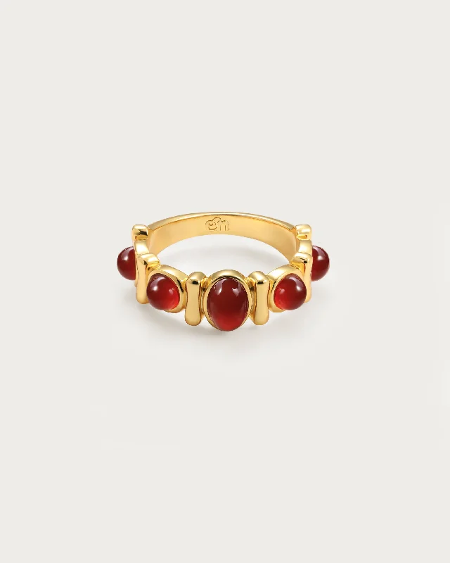 women’s high-end rings-Carnelian Stone Band Ring