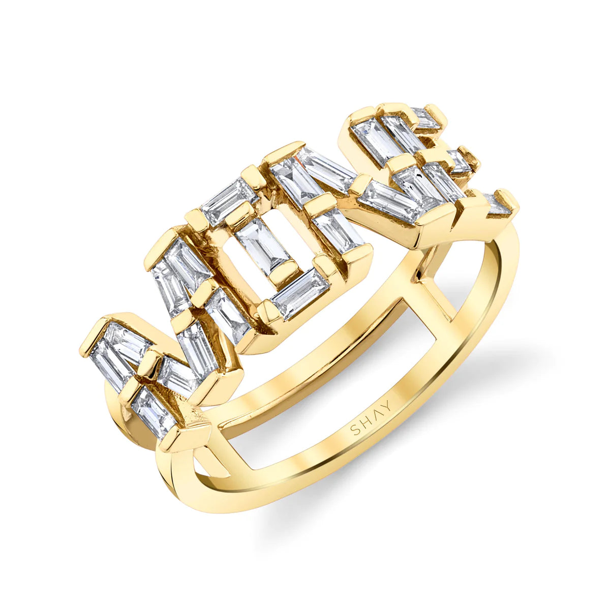 women’s art deco rings-Diamond Baguette Personalized Stacking Ring