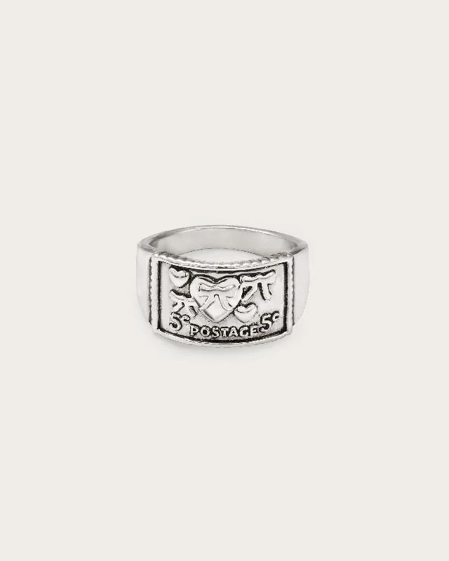 women’s onyx rings-Lovers Sign Postage Ring