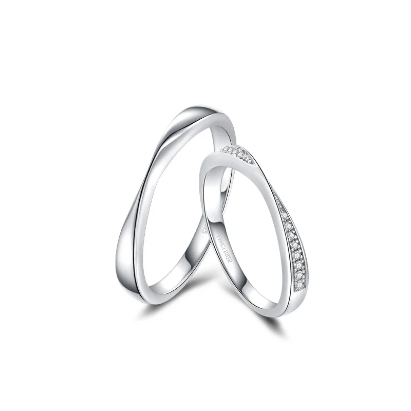 women’s crown rings-FANCIME "Connected" Couples Band Sterling Silver Rings