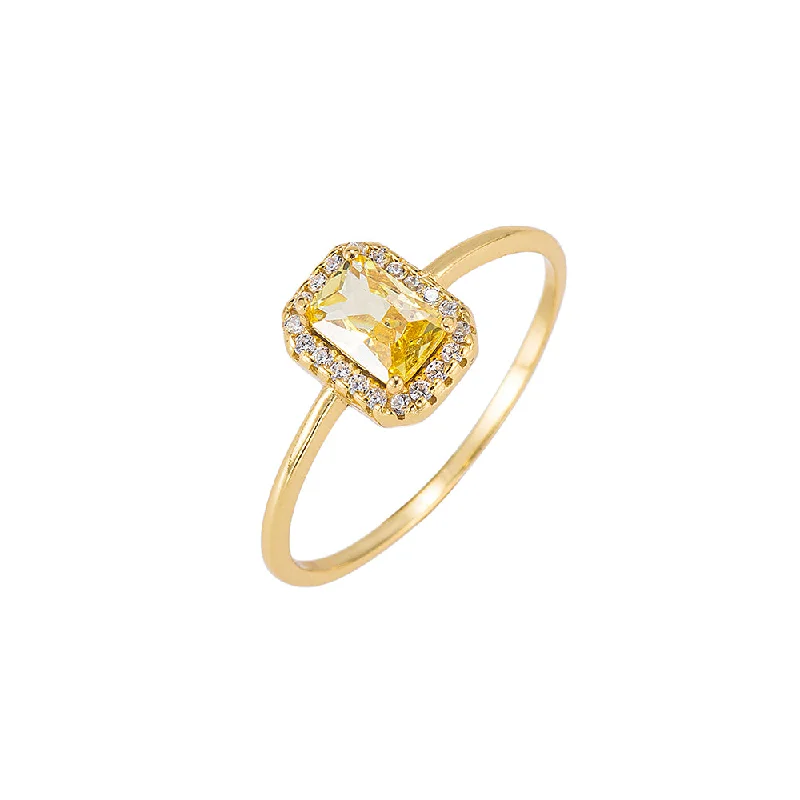 women’s gold diamond rings-Citrine and CZ Ring