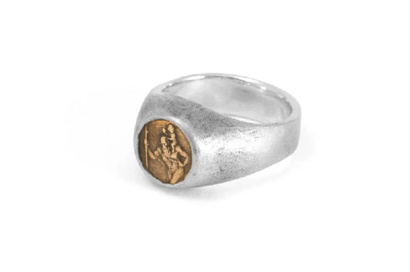 women’s adjustable rings-#028 - Signet Ring Saint Christopher