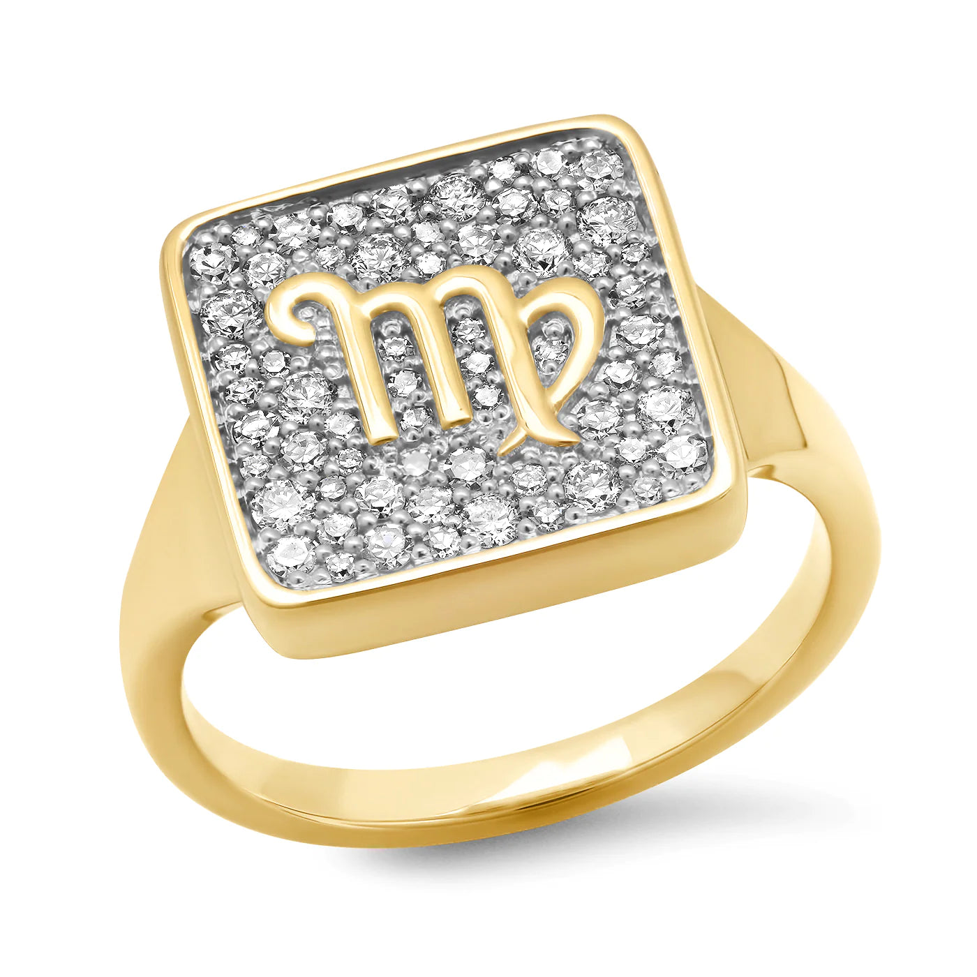 women’s fashion gemstone rings-Diamond Zodiac Signet Ring