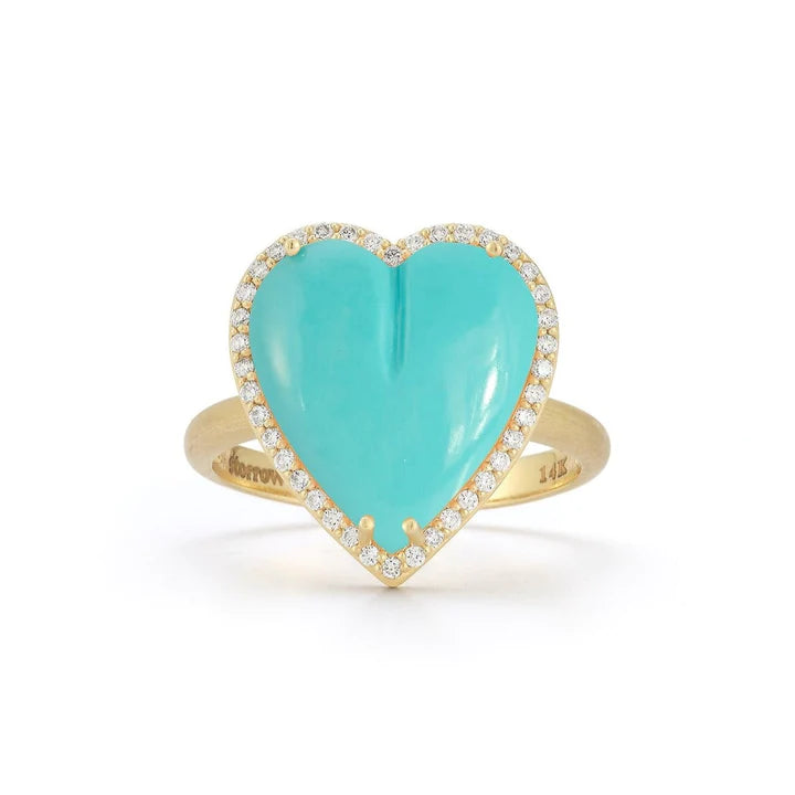 women’s boho rings-Alana Large Semiprecious Heart Ring with Diamonds