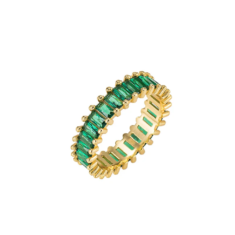 women’s promise rings-Emerald Set Band Ring