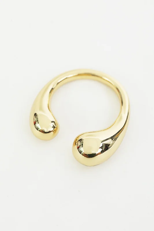 women’s infinity rings-Open Teardrop Detail Adjustable Gold Ring