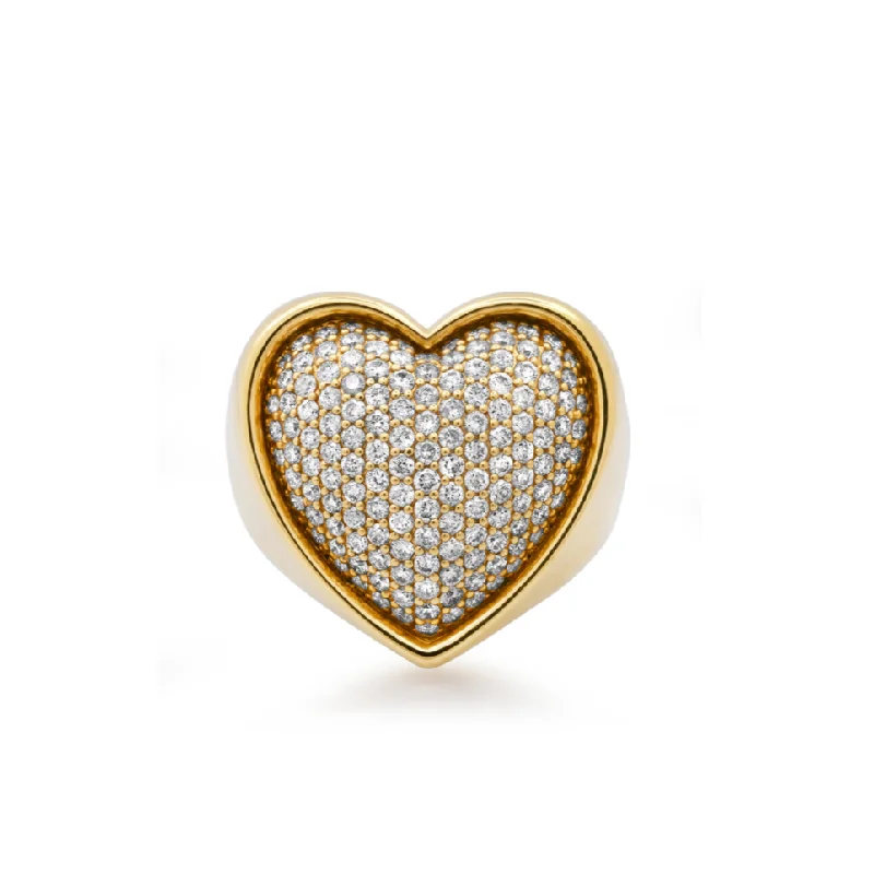 women’s oval rings-Puffer Diamond Heart Cocktail Ring