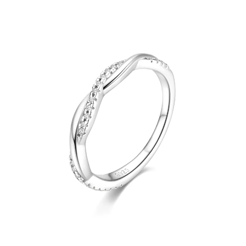 women’s minimal rings-FANCIME Eternal Weave Moissanite Sterling Silver Ring