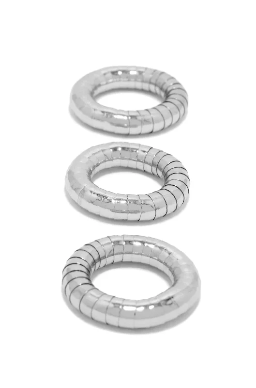 women’s art deco rings-Kimani Three Piece Ring Set - Silver