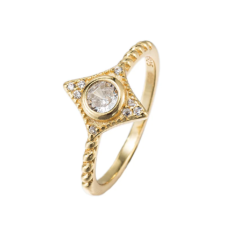 women’s antique rings-CZ Diamond Line Ring