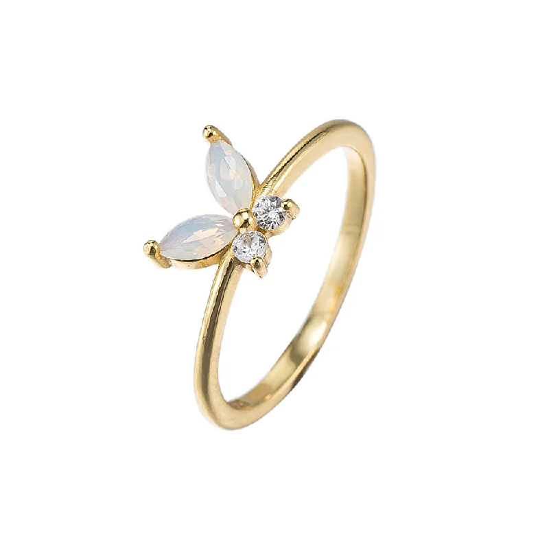 women’s bridal rings-CZ and Opal Butterfly Ring