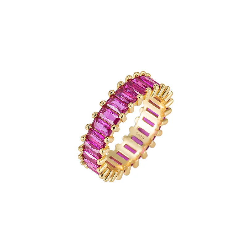 women’s side-stone rings-Ruby Set Band Ring