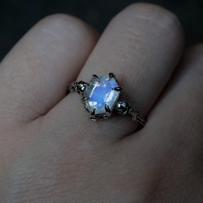 women’s platinum rings-Elysium Ring - Moonstone (One of a kind)