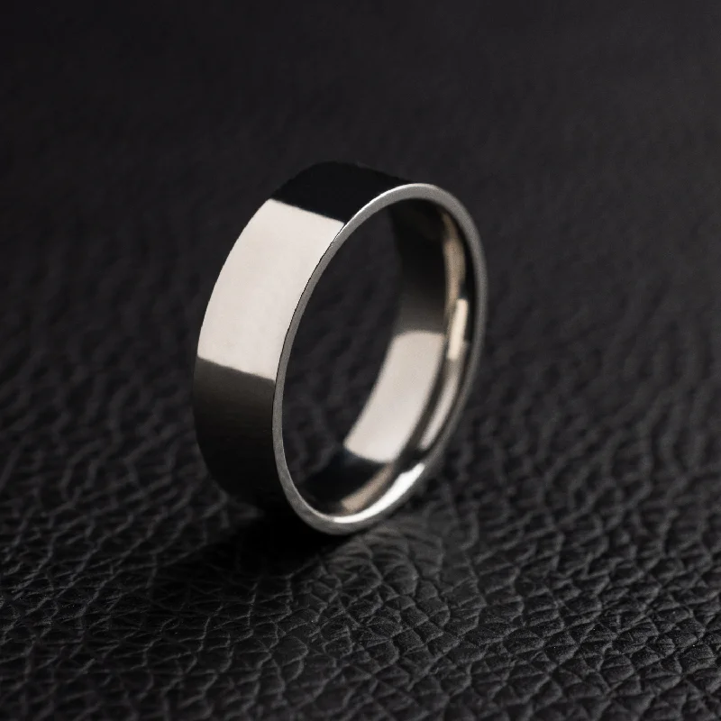 women’s silver rings-Flat Band Ring in White Gold