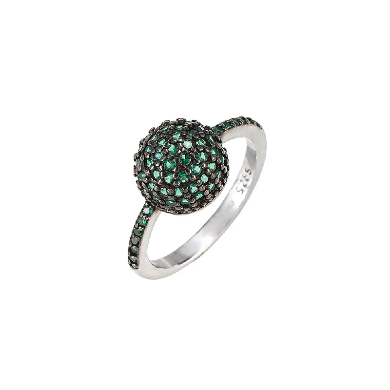 women’s gold wedding rings-Emerald and Black Onyx Ball Ring