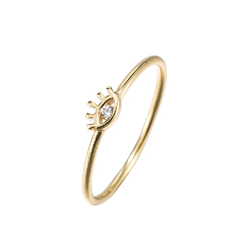 women’s minimalist rings-CZ Eye Ring