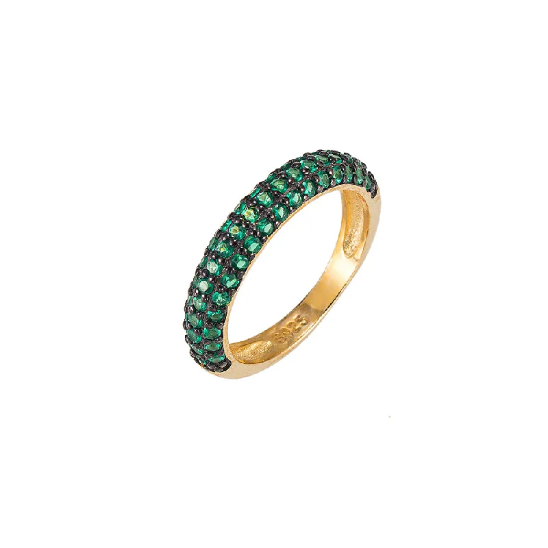 women’s personalized rings-Emerald and Onyx Band Ring