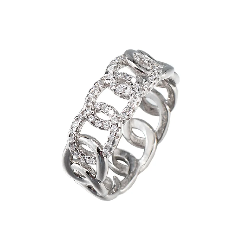 women’s infinity rings-Sterling Silver CZ Knitted Ring