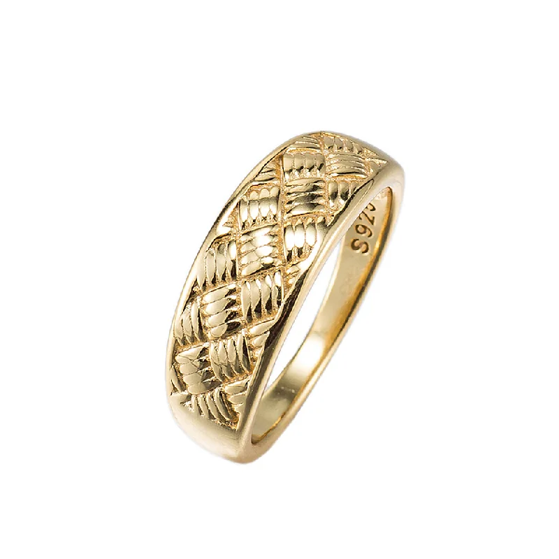 women’s two-tone rings-Diamond Line Ancient Ring