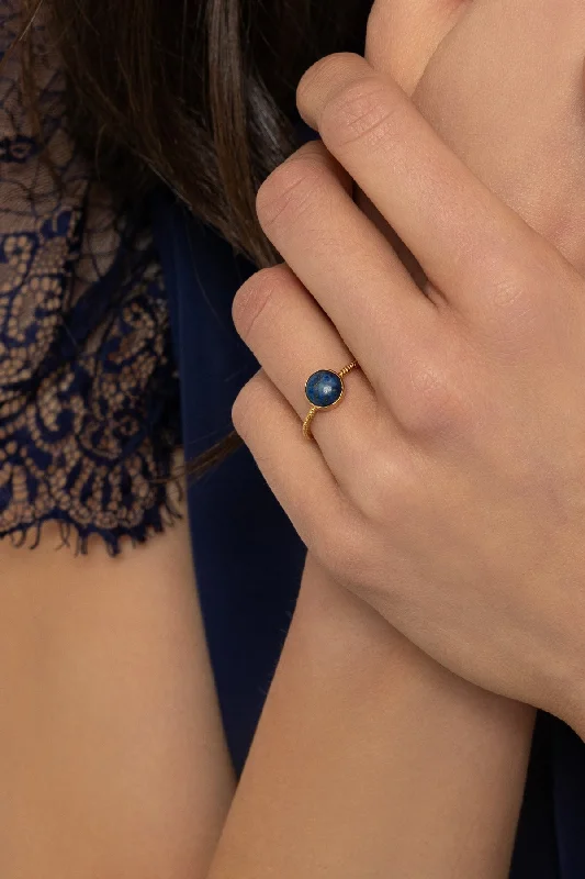 women’s silver and gold rings-Blue Stone Ring