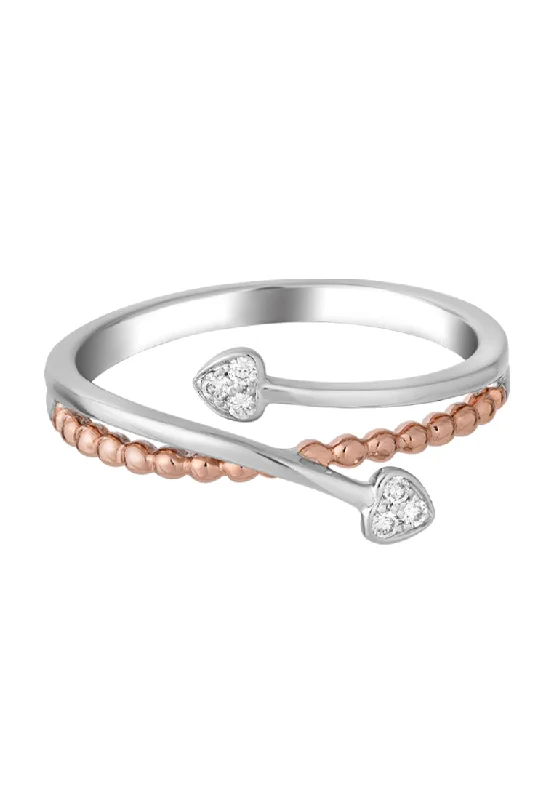 women’s trendy rings-TOMEI Beyond Brilliance Diamond Ring, White+Rose Gold 585 (R4950WR)