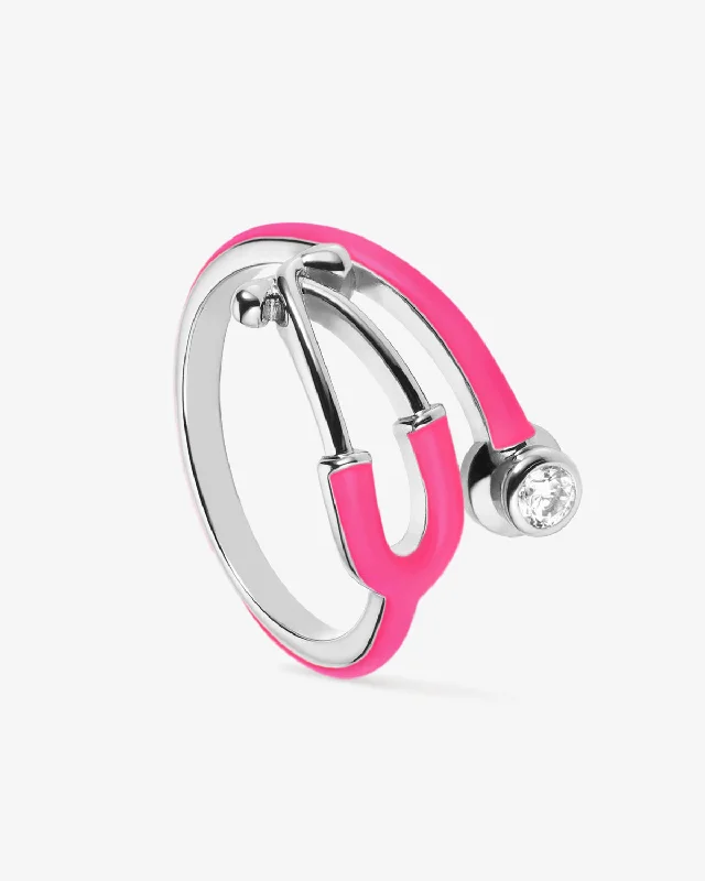 women’s adjustable rings-Stethoscope Enamel Ring