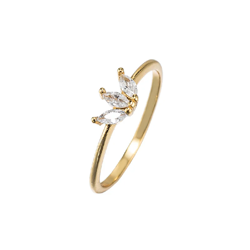 women’s custom diamond rings-CZ Flower Ring