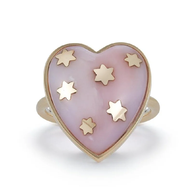 women’s high-end rings-Anna Semi Precious Heart and Gold Stars Ring