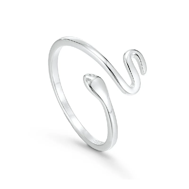 women’s stackable wedding rings-Sterling Silver Long Snake Ring