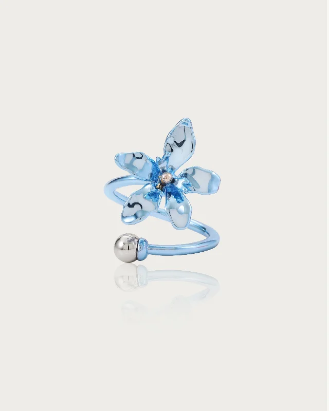 women’s sapphire gemstone rings-Metallic Blue Lily Ring